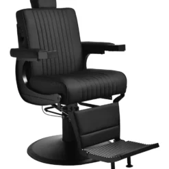 Gabbiano Levi Fotel barberski czarny z czarną ramą, dostępny w 48h