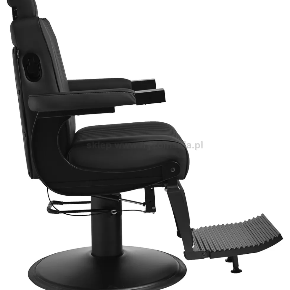 Gabbiano Levi Fotel barberski czarny z czarną ramą, dostępny w 48h