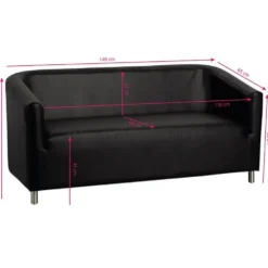 Gabbiano M021 Sofa do poczekalni fryzjerskiej, czarna