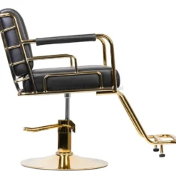Gabbiano Prato, fotel fryzjerski, kolor złoto-czarny, dostępny w 48h