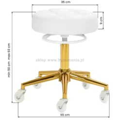 Gabbiano Taboret fryzjerski D054G biało-złoty, dostępny w 48H