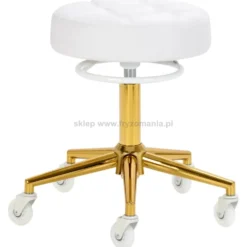 Gabbiano Taboret fryzjerski D054G biało-złoty, dostępny w 48H