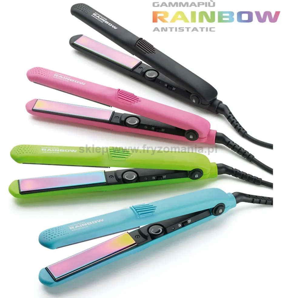 Gamma Piu Rainbow Antistatic prostownica do włosów, czarna