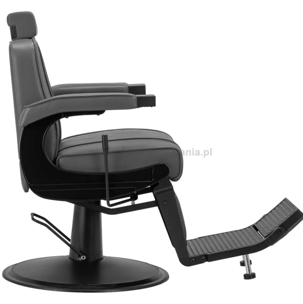 Hair System BM88066 Fotel barberski szary, czarna rama, dostępny w 48h