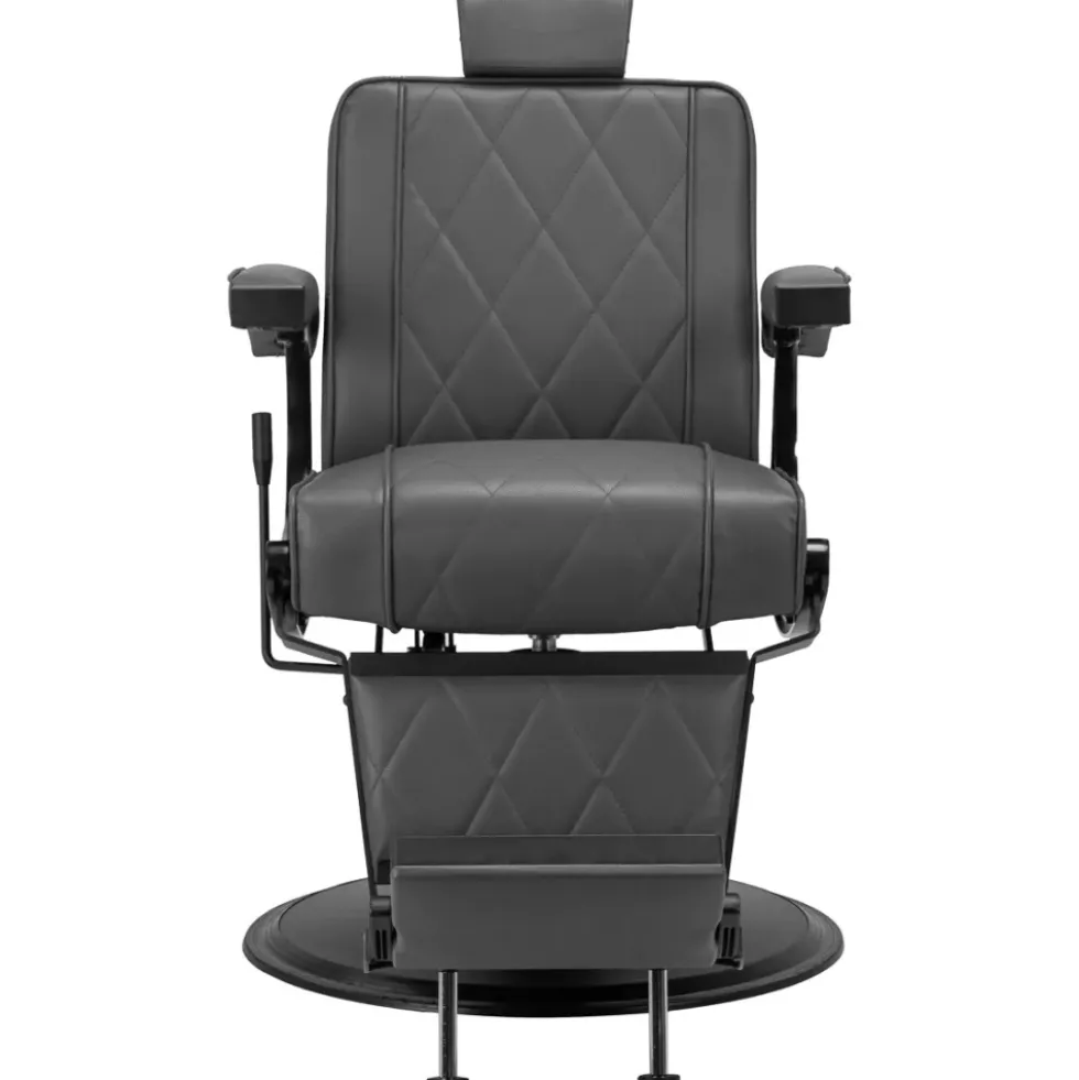 Hair System BM88066 Fotel barberski szary, czarna rama, dostępny w 48h
