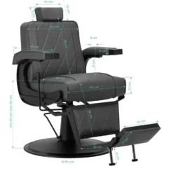 Hair System BM88066 Fotel barberski szary, czarna rama, dostępny w 48h