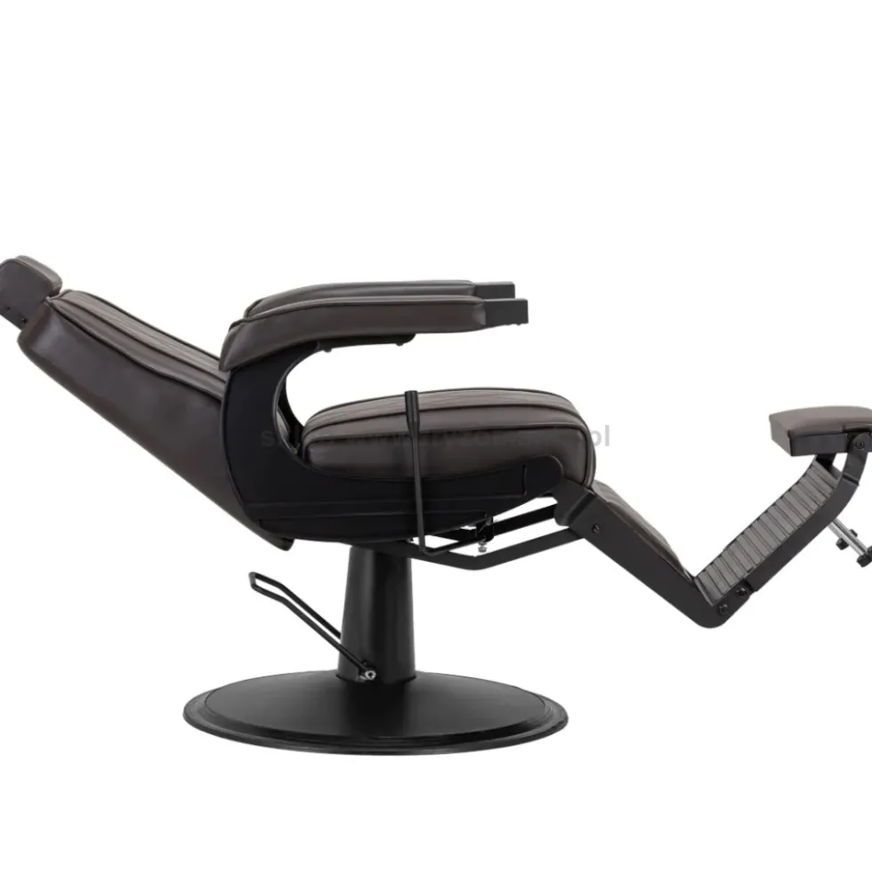 Hair System BM88066 Fotel barberski brązowy, czarna rama, dostępny w 48h