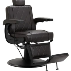Hair System BM88066 Fotel barberski brązowy, czarna rama, dostępny w 48h