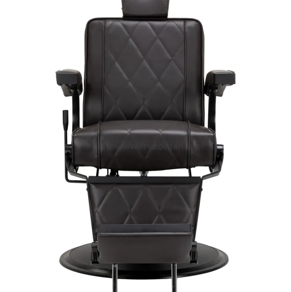 Hair System BM88066 Fotel barberski brązowy, czarna rama, dostępny w 48h