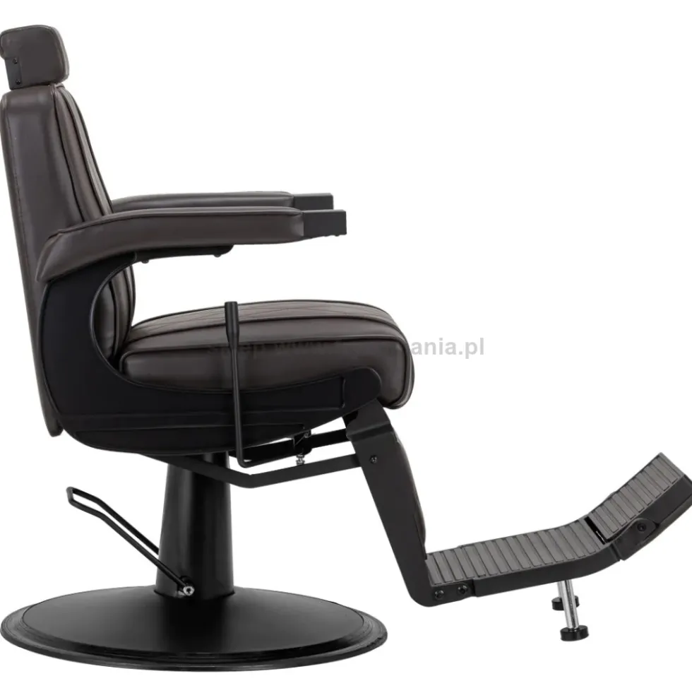Hair System BM88066 Fotel barberski brązowy, czarna rama, dostępny w 48h