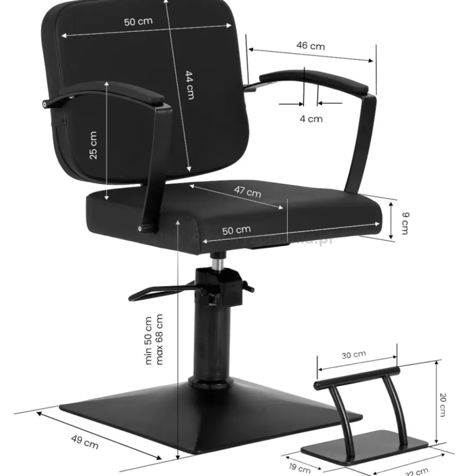 Hair System Edge Fotel fryzjerski czarny, czarna podstawa, dostępny w 48h