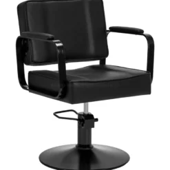 Hair System Studio Fotel fryzjerski czarny, czarna podstawa, dostępny w 48h