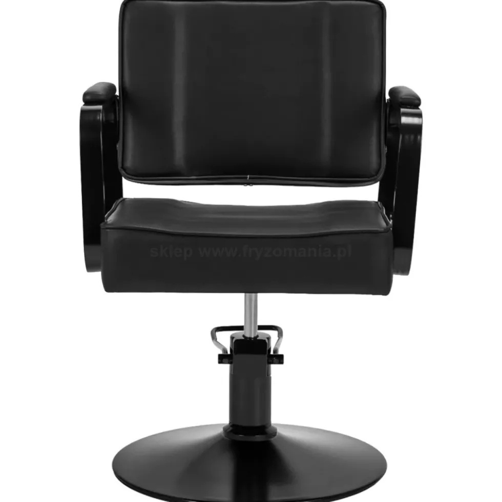Hair System Studio Fotel fryzjerski czarny, czarna podstawa, dostępny w 48h