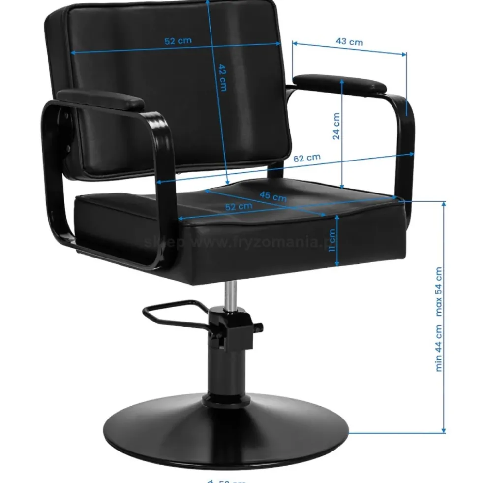 Hair System Studio Fotel fryzjerski czarny, czarna podstawa, dostępny w 48h