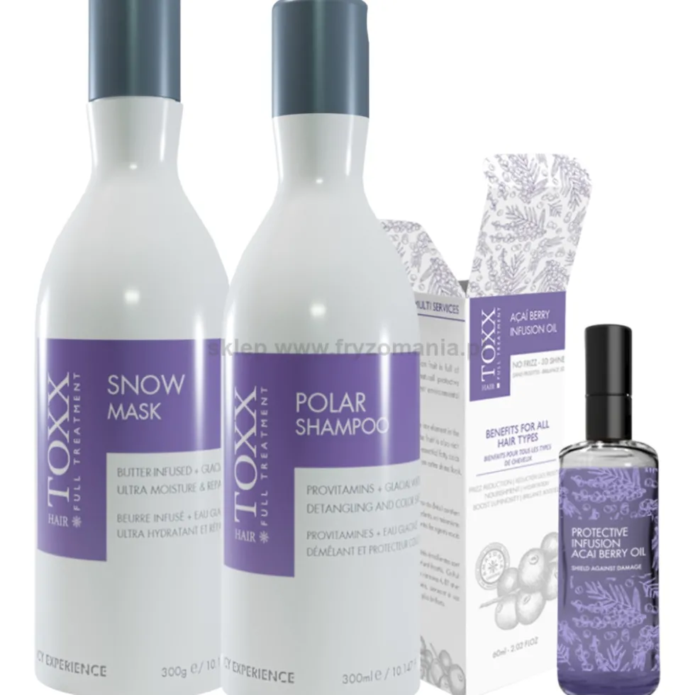 Hair.Toxx Zestaw prezentowy - szampon Polar 300ml, maska Snow 300ml i olejek Acai 60ml