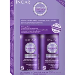 Inoar Absolut Speed Blond szampon + odżywka do włosów blond, rozjasnianych i siwych 2x250ml