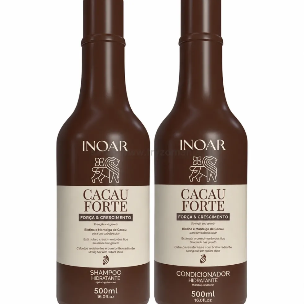 Inoar Cacau Forte Duo - zestaw wzmacniający włosy szampon i odżywka 2x500ml