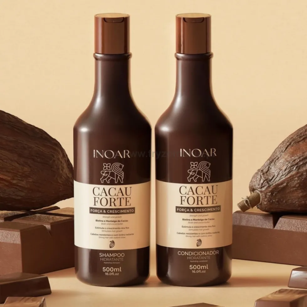 Inoar Cacau Forte Duo - zestaw wzmacniający włosy szampon i odżywka 2x500ml