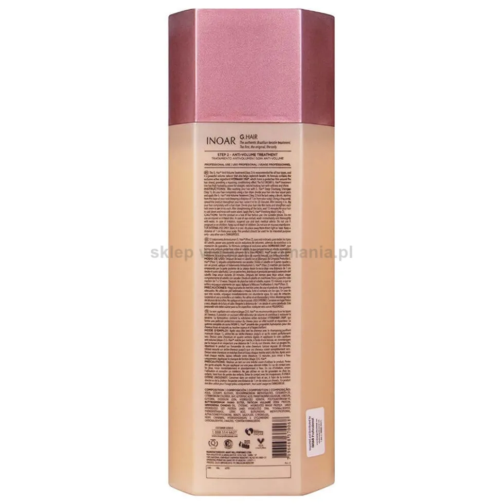 Inoar G.Hair Keratyna do kuracji keratynowej dla włosów niesfornych i trudnych 1000ml