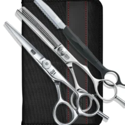 Kasho Zestaw Stylisty - nożyczki Design Master 5.0, degażówki Design Master 6.0 T38B, nóż stylizujący + etui