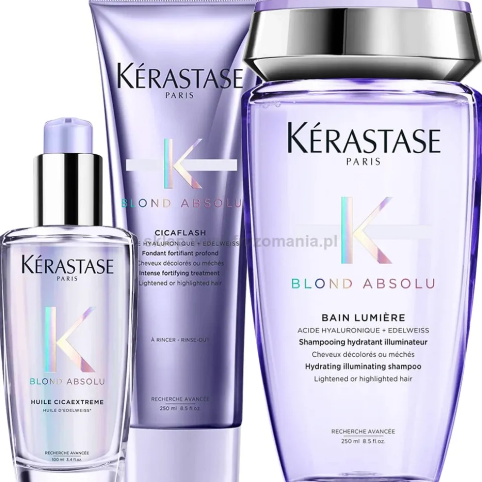 Kérastase Blond Absolu - zestaw do włosów blond szampon 250ml, odżywka 250ml i olejek 100ml