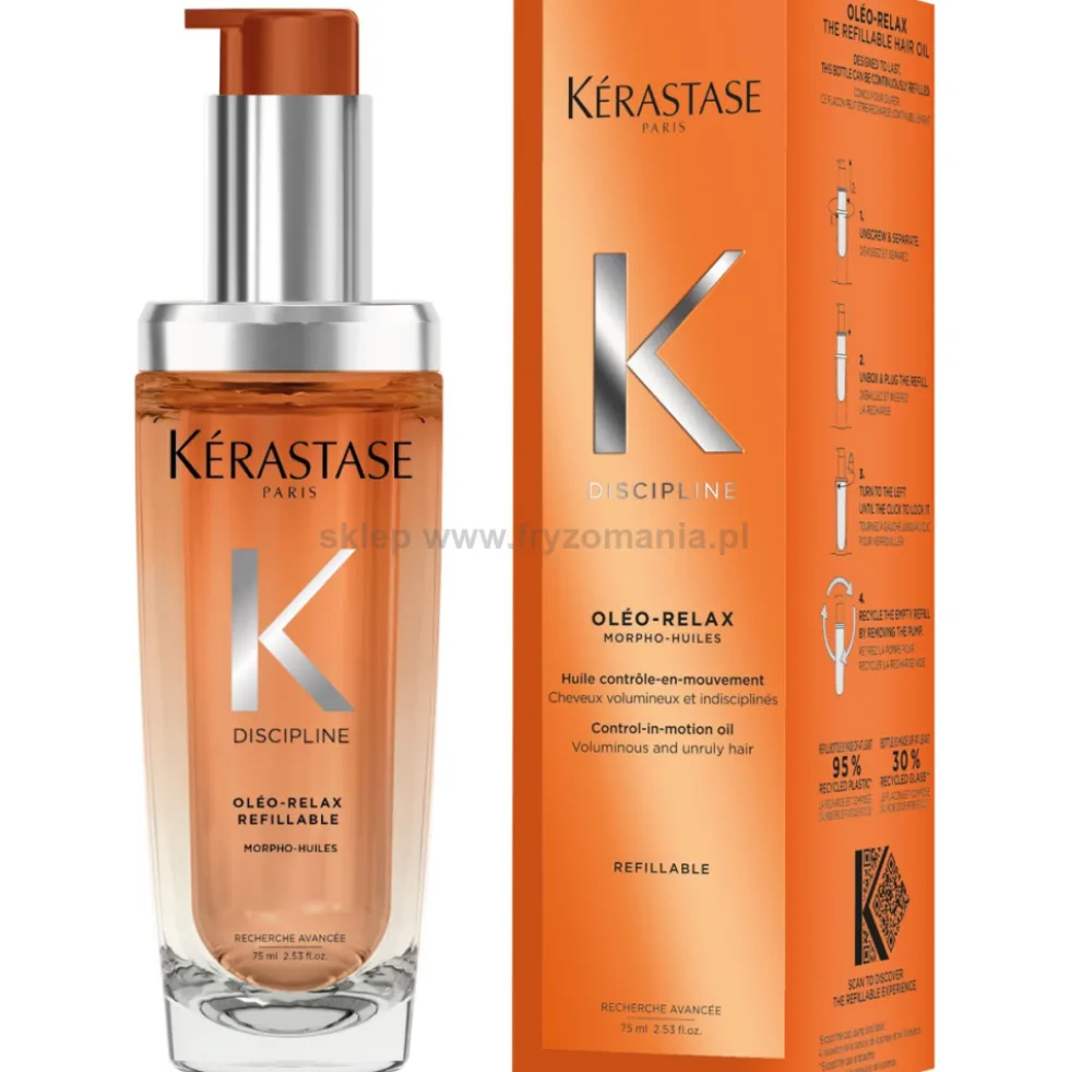 Kérastase Discipline Oleo-Relax Refillable Olejek do włosów puszących się z możliwością uzupełniania 75ml