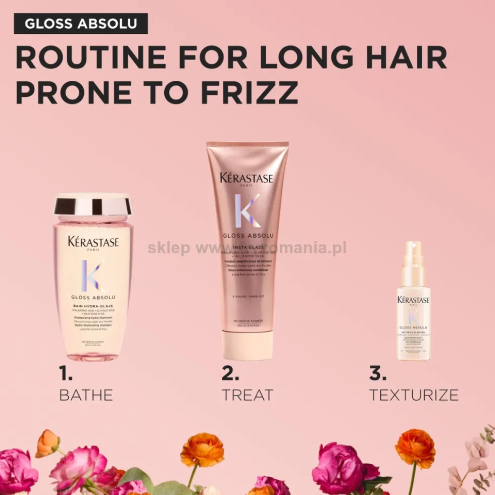 Kérastase Gloss Absolu - zestaw wiosenny do włosów szampon 250ml, odżywka 250ml i mleczko 45ml