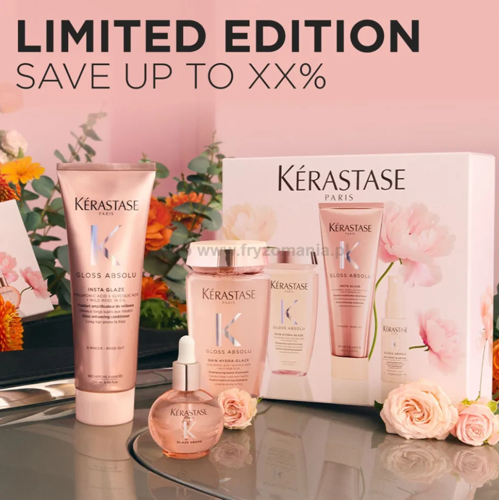 Kérastase Gloss Absolu - zestaw wiosenny do włosów szampon 250ml, odżywka 250ml i mleczko 45ml