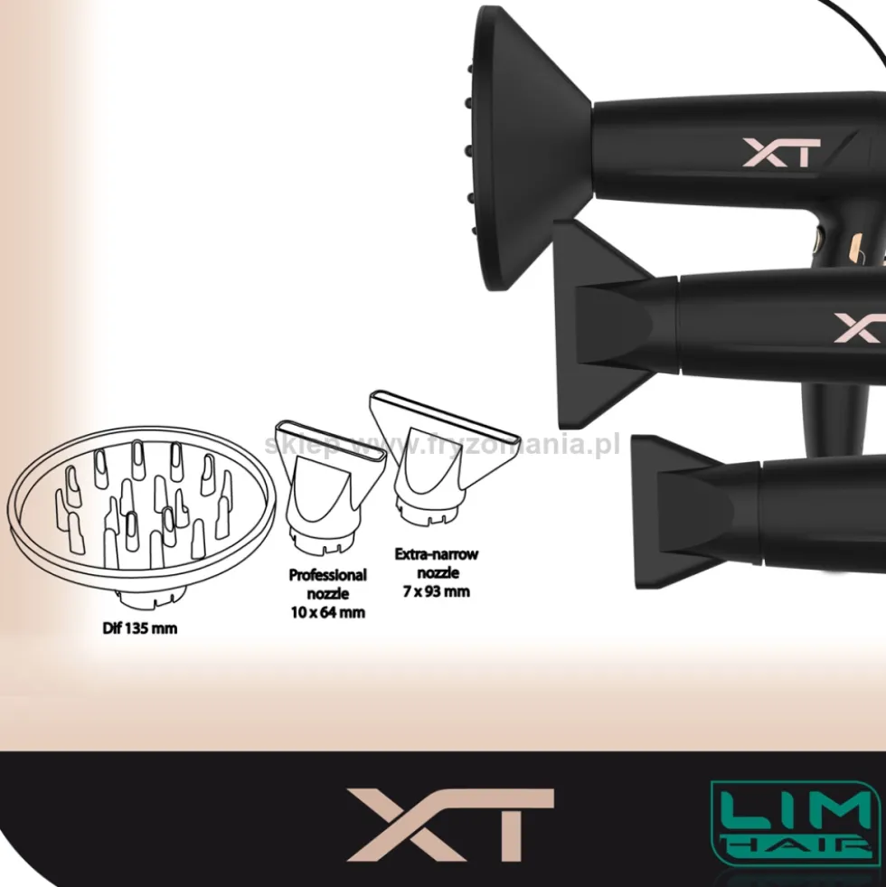 LIM Hair XT Lekka suszarka do włosów z jonizacją i silnikiem bezszczotkowym 2400W