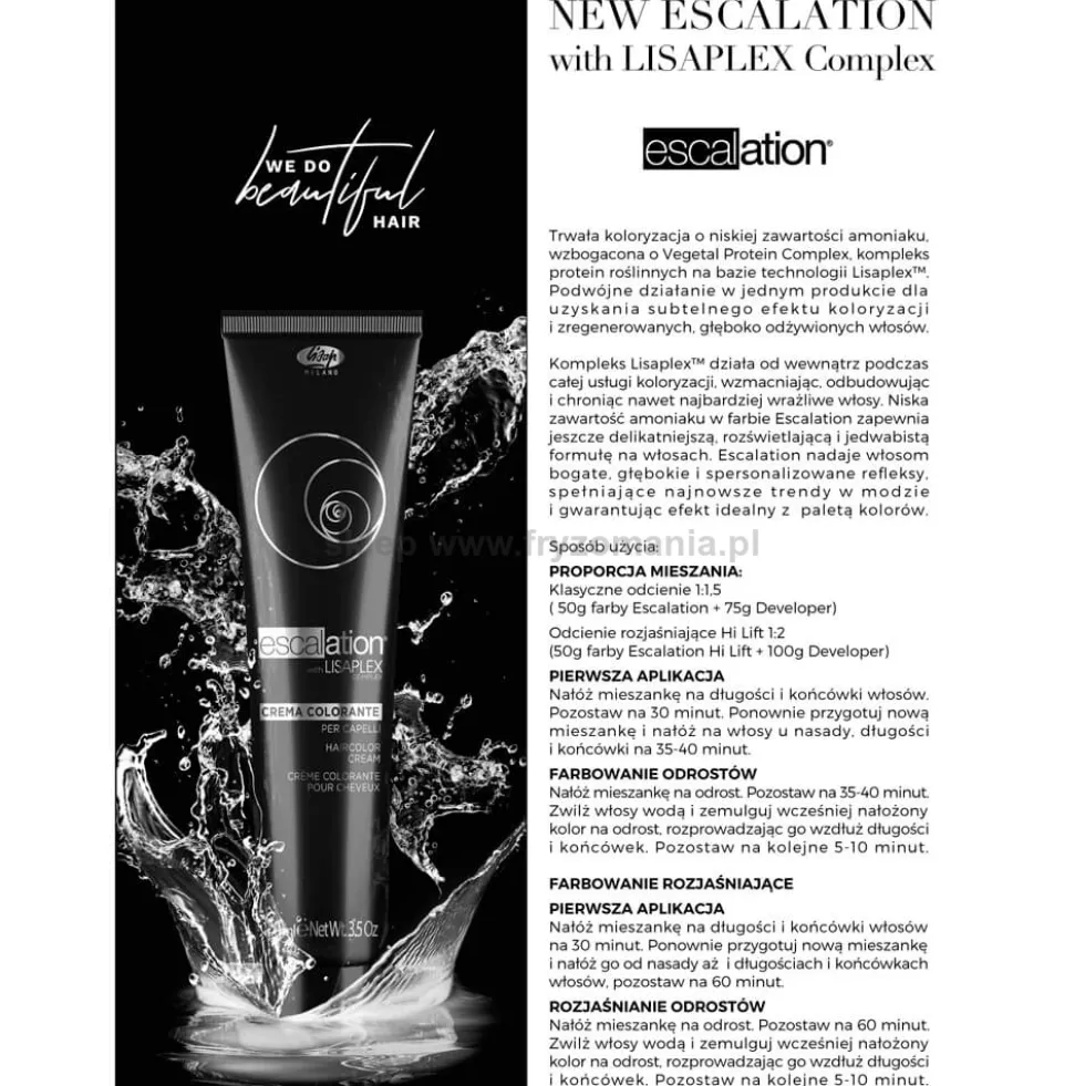 Lisap Escalation farba do włosów, trwała, kremowa 100ml