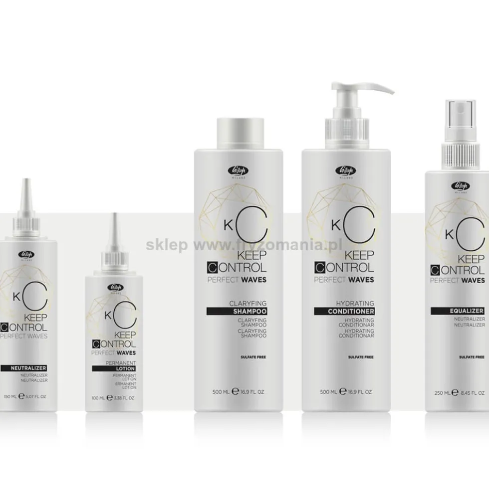 Lisap Keep Control Natural Waves - zestaw do trwałej ondulacji włosów szampon 500ml, odżywka 500ml, equalizer 100ml, nautralizer 150ml i lotion 100ml
