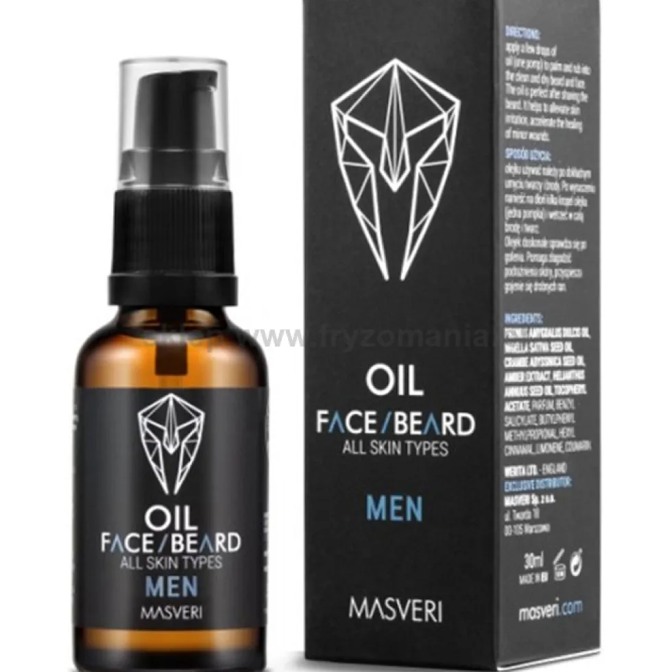 Masveri Face/Beard All Skin Olejek do brody i skóry twarzy dla mężczyzn 30ml