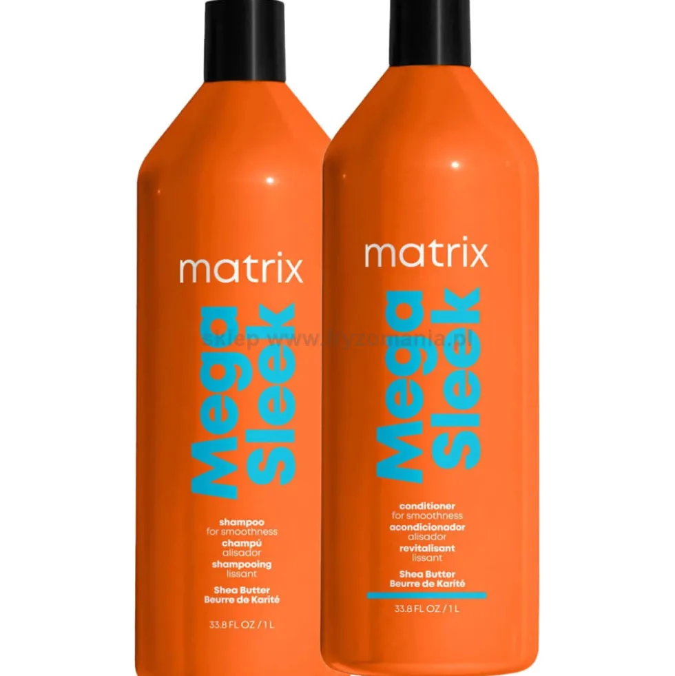 Matrix Mega Sleek - zestaw do wygładzenia włosów, szampon 1000ml i odżywka 1000ml