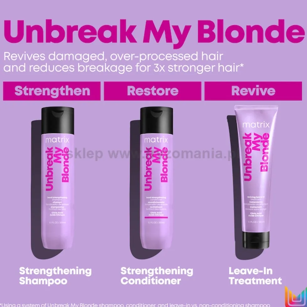 Matrix Unbreak My Blonde - zestaw wzmacniający włosy rozjaśniane kuracja 150ml, szampon 300ml i odżywka 300ml