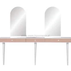 Mila Linea A II konsoleta fryzjerska dwustanowiskowa z łukowymi lustrami, płyta laminowana