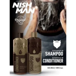 Nishman Beard & Mustache Szampon nawilżający z panthenolem do brody i wąsów dla mężczyzn 200ml