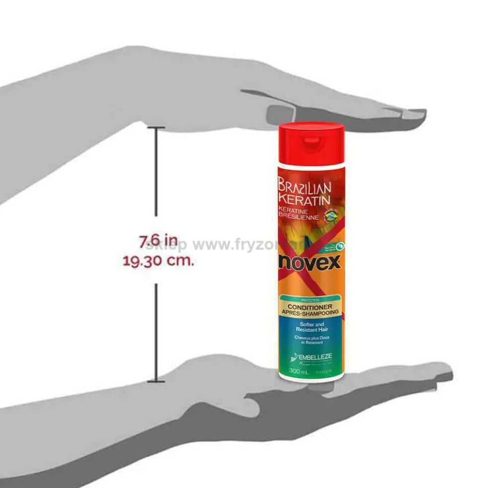 Novex Brazilian Keratin, zestaw do włosów suchych i zniszczonych z keratyną, szampon 300ml i odżywka 300ml