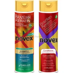 Novex Brazilian Keratin, zestaw do włosów suchych i zniszczonych z keratyną, szampon 300ml i odżywka 300ml