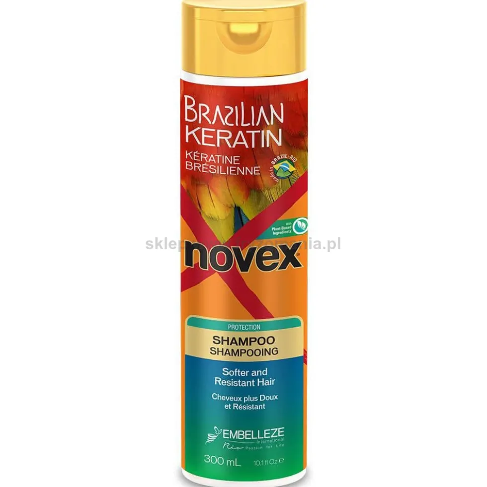 Novex Brazilian Keratin, zestaw do włosów suchych i zniszczonych z keratyną, szampon 300ml i odżywka 300ml