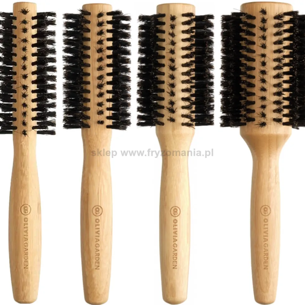 Olivia Garden Bamboo Touch Blowout Boar Szczotka do modelowania włosów, rozmiary 15, 20, 30, 40mm