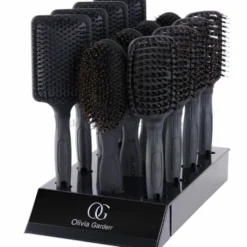 Olivia Garden Black Label Paddle, zestaw szczotek do włosów 12 szt.