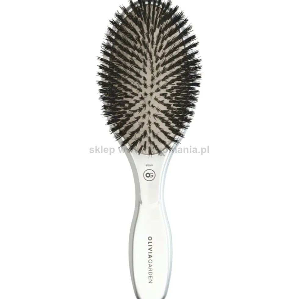 Olivia Garden Expert Care Oval Boar Szczotka do rozczesywania włosów srebrna