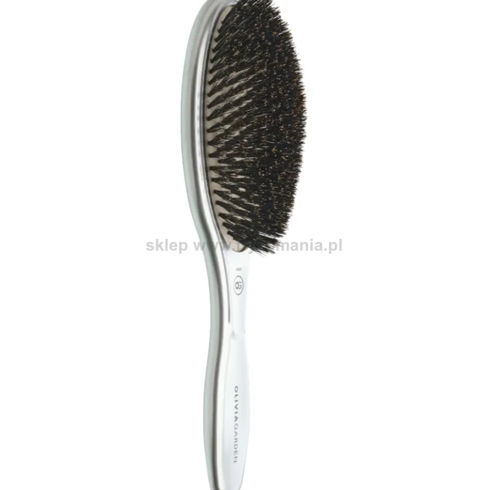 Olivia Garden Expert Care Oval Boar Szczotka do rozczesywania włosów srebrna