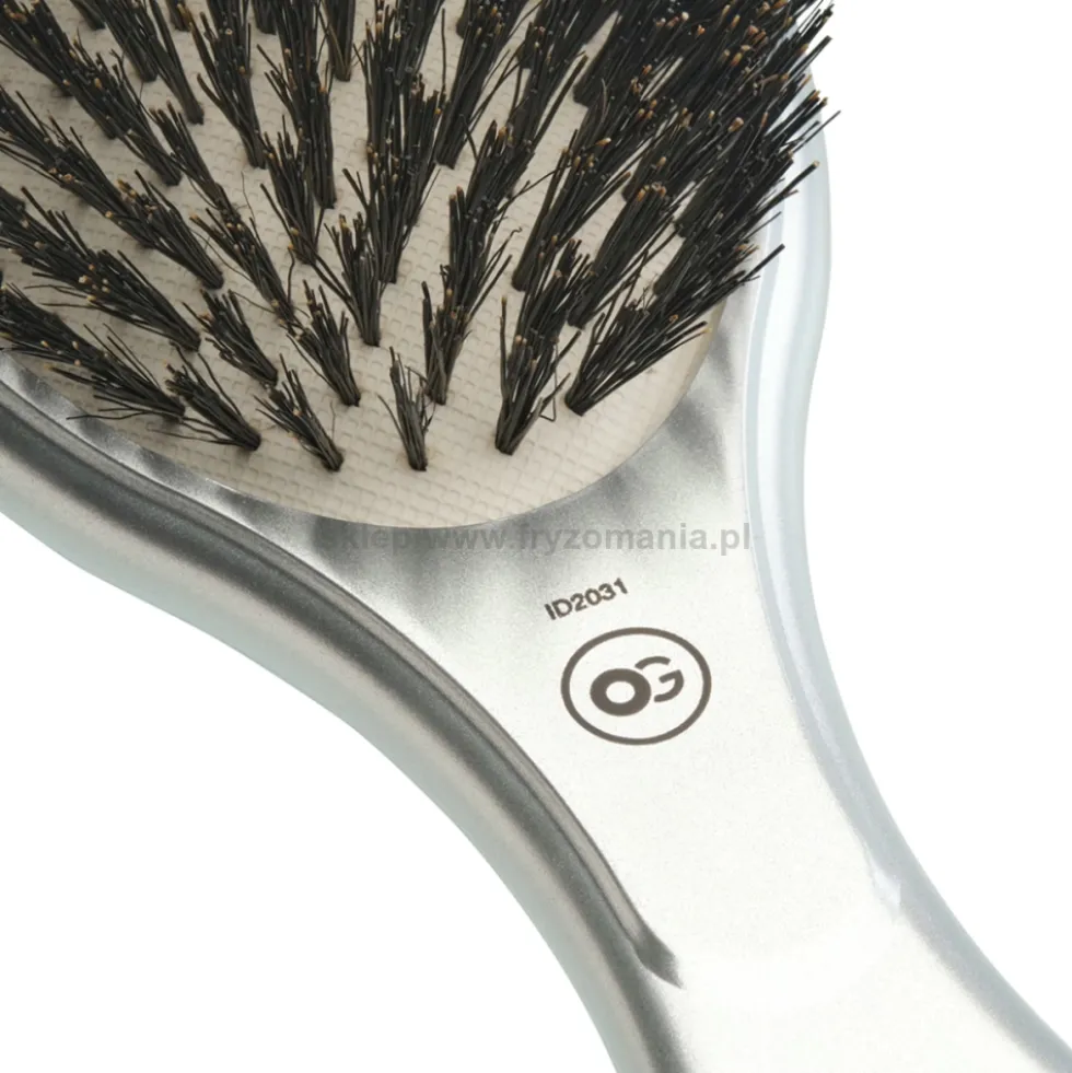 Olivia Garden Expert Care Oval Boar Szczotka do rozczesywania włosów srebrna