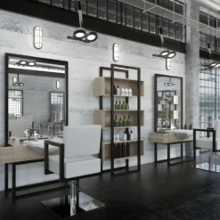 Panda Crudo regał do salonu fryzjerskiego w stylu loftowym, płyta laminowana