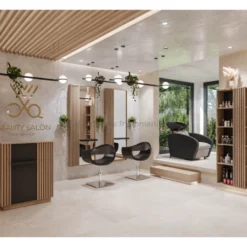 Panda Endo Recepcja fryzjerska z lamelami lewostronna, płyta laminowana