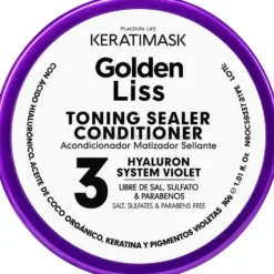 Placenta Life Golden Liss - zestaw do prostowania włosów blond i rozjaśnianych szampon 30ml, maska 150ml i odżywka 30g