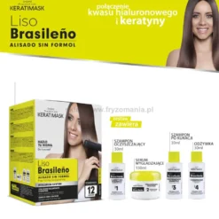 Placenta Life Keratimask Liso Brasileno, Be Natural Argan - zestaw do keratynowego prostowania włosów 240ml