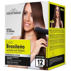 Placenta Life Keratimask Liso Brasileno, Be Natural Argan - zestaw do keratynowego prostowania włosów 240ml