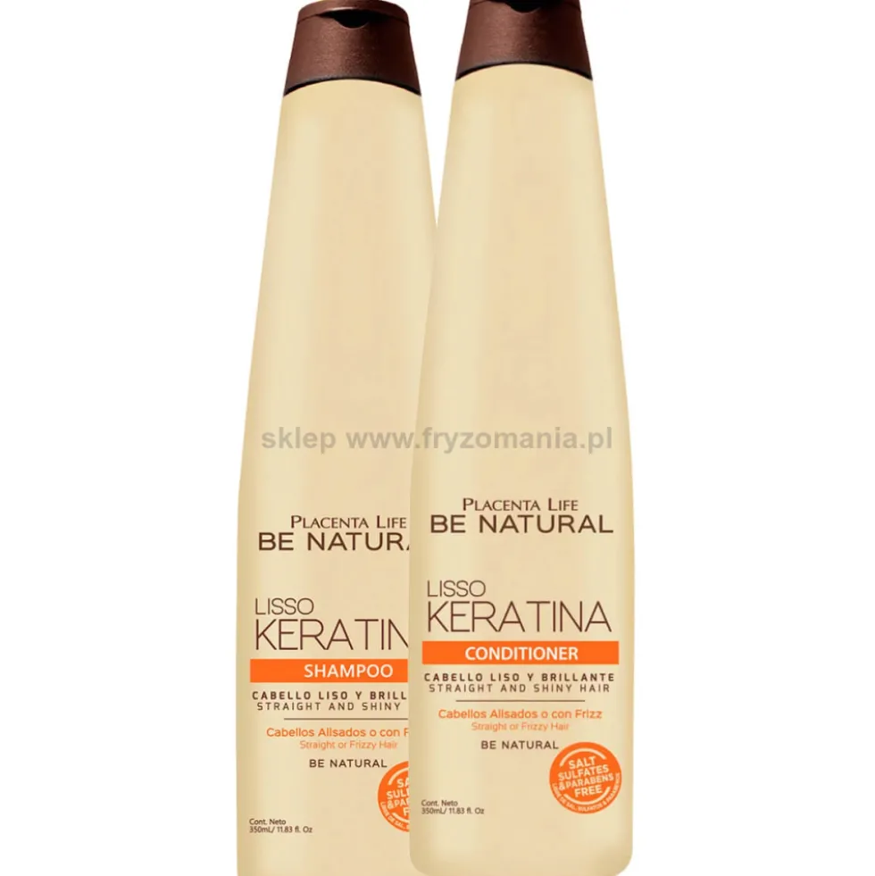 Placenta Life Lisso Keratina - zestaw po keratynowym prostowaniu włosów szampon i odżywka 2x250ml